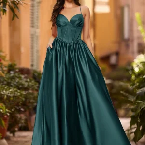 Robe de Bal Trapèze/Princesse Sans Manches à Décolleté en Cœur et Froncée