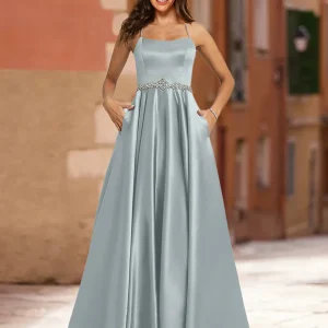 Robe de Bal Trapèze/Princesse Sans Manches avec Ceinture