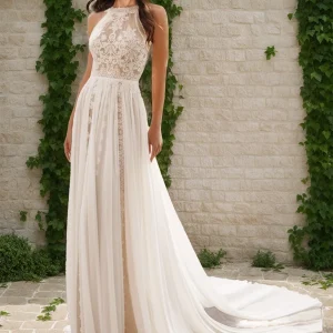 Robes de Mariée Trapèze/Princesse à Volants et Sans Manches