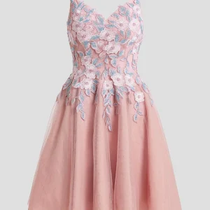 Robe Dentelle Courte Tulle Floral
