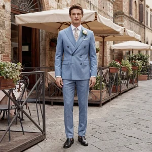 Costume de Mariage 2 Pièces pour Homme, Coupe Ajustée, Veste Droite à 2 Boutons