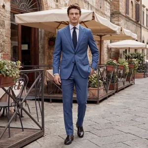 Costume de Mariage 2 Pièces, Coupe Ajustée, Veste Droite à 2 Boutons