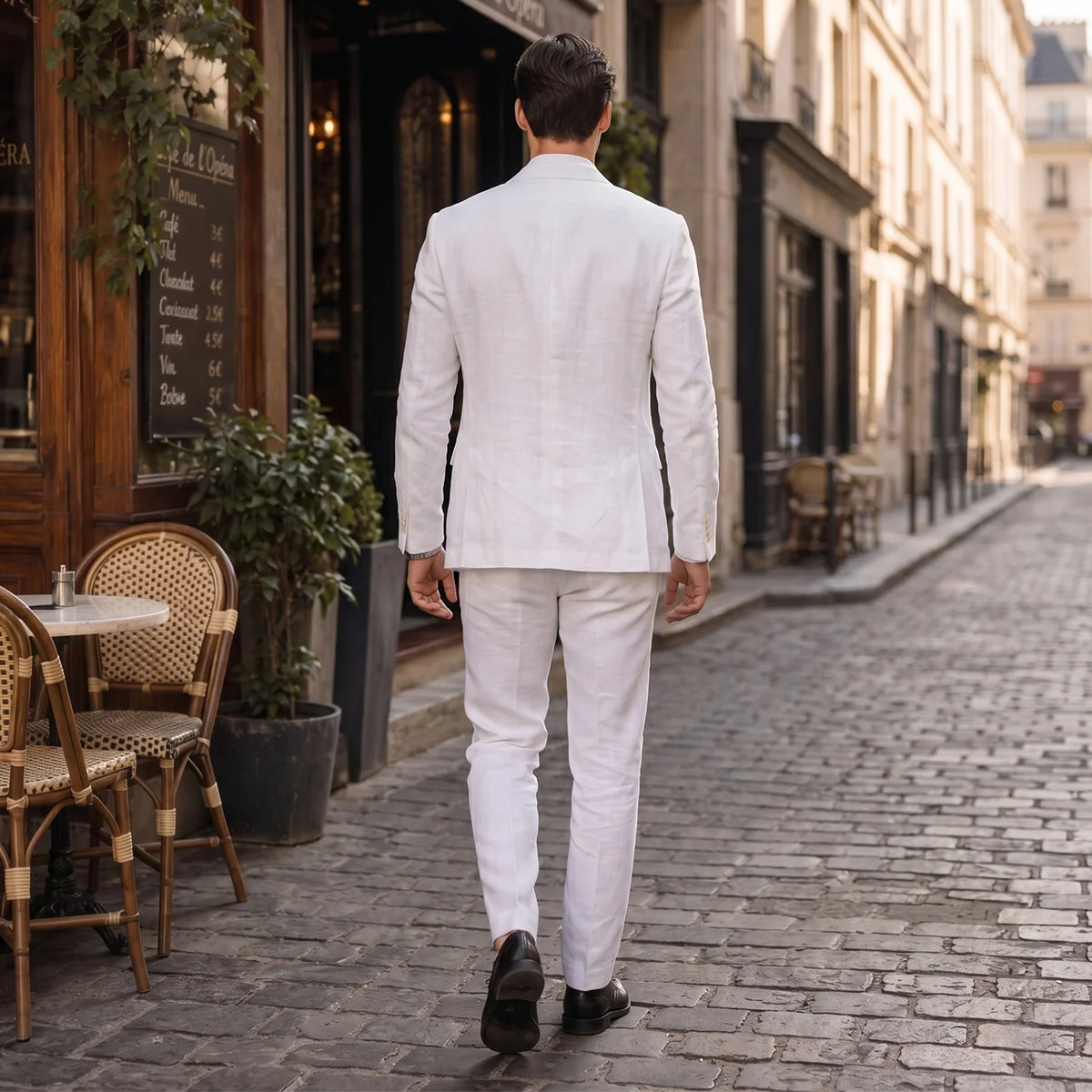 Costume de Mariage 2 Pièces pour Hommes, Coupe Ajustée à 2 Boutons, Couleur Unie – Image 3