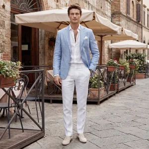 Costume de Mariage pour Hommes, Coupe Ajustée à 1 Bouton, Couleur Unie