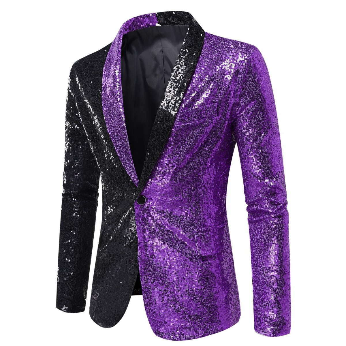 Veste de Soirée à Paillettes Pour Homme, Coupe Ajustée, Simple Boutonnage et Un Bouton – Image 6