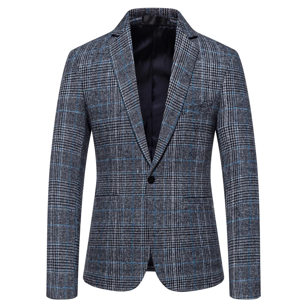 Veste de Soirée Rayée Pour Homme, Coupe Ajustée, Revers Crantés, Simple Boutonnage, Un Bouton – Image 5