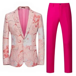 Costume de Mariage 2 Pièces Pour Homme, Coupe Ajustée, Simple Boutonnage et Un Bouton