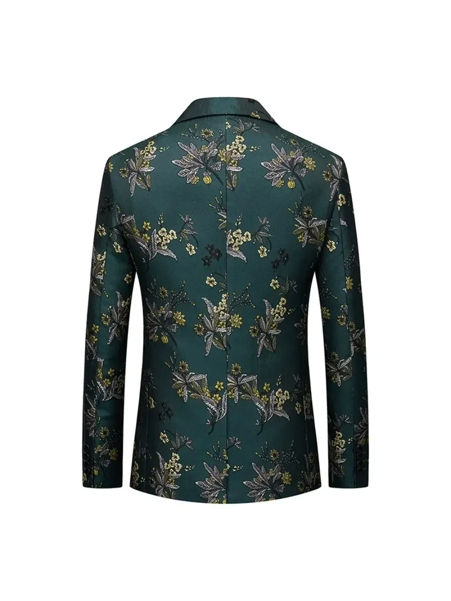 Veste de Soirée pour Homme avec Broderie Florale, Coupe Ajustée, Revers à Crans & 1 Bouton – Image 3