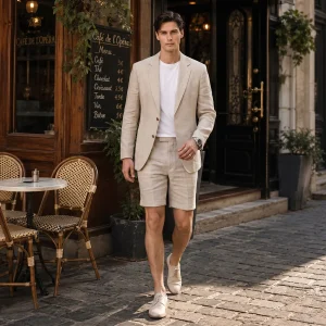 Costume de Mariage d'Été 2 Pièces pour Hommes, Coupe Ajustée à 2 Boutons, Couleur Unie