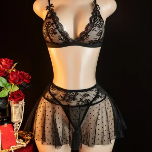 Ensemble Lingerie Sexy Jupe & Soutien-Gorge Dentelle
