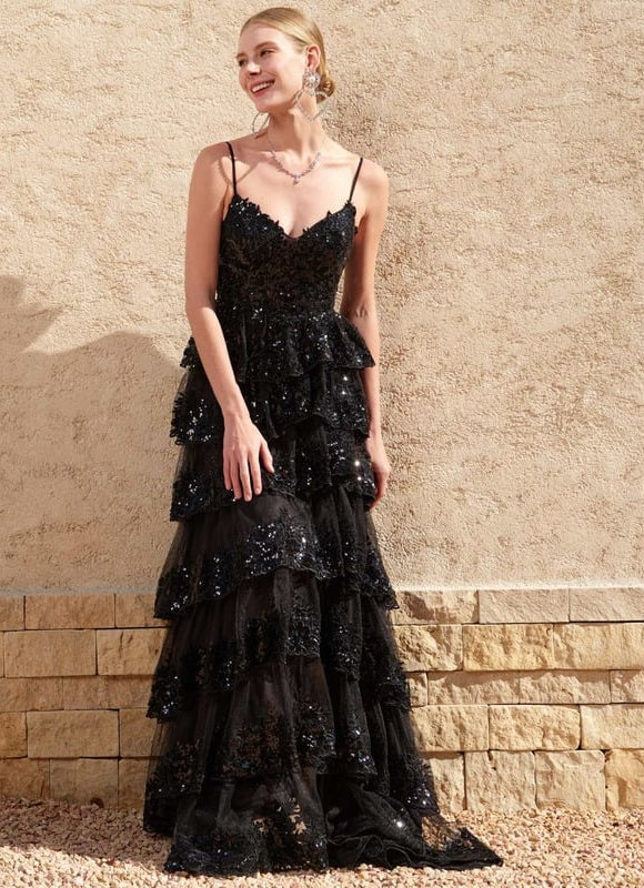 Robe Dentelle À Volants Scintillante – Image 2