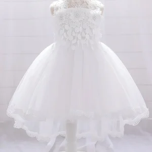 Robe de Bal à Encolure Dégagée Sans Manches Pour Demoiselled'Honneur avec Fleurs Unies