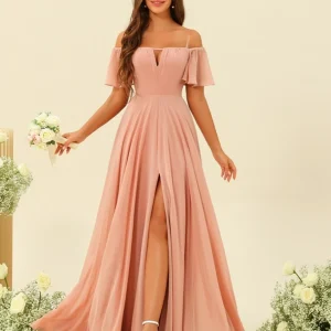 Robes de Demoiselle d'Honneur A-Line/Princess Longueur Au Sol à Épaules Dénudées
