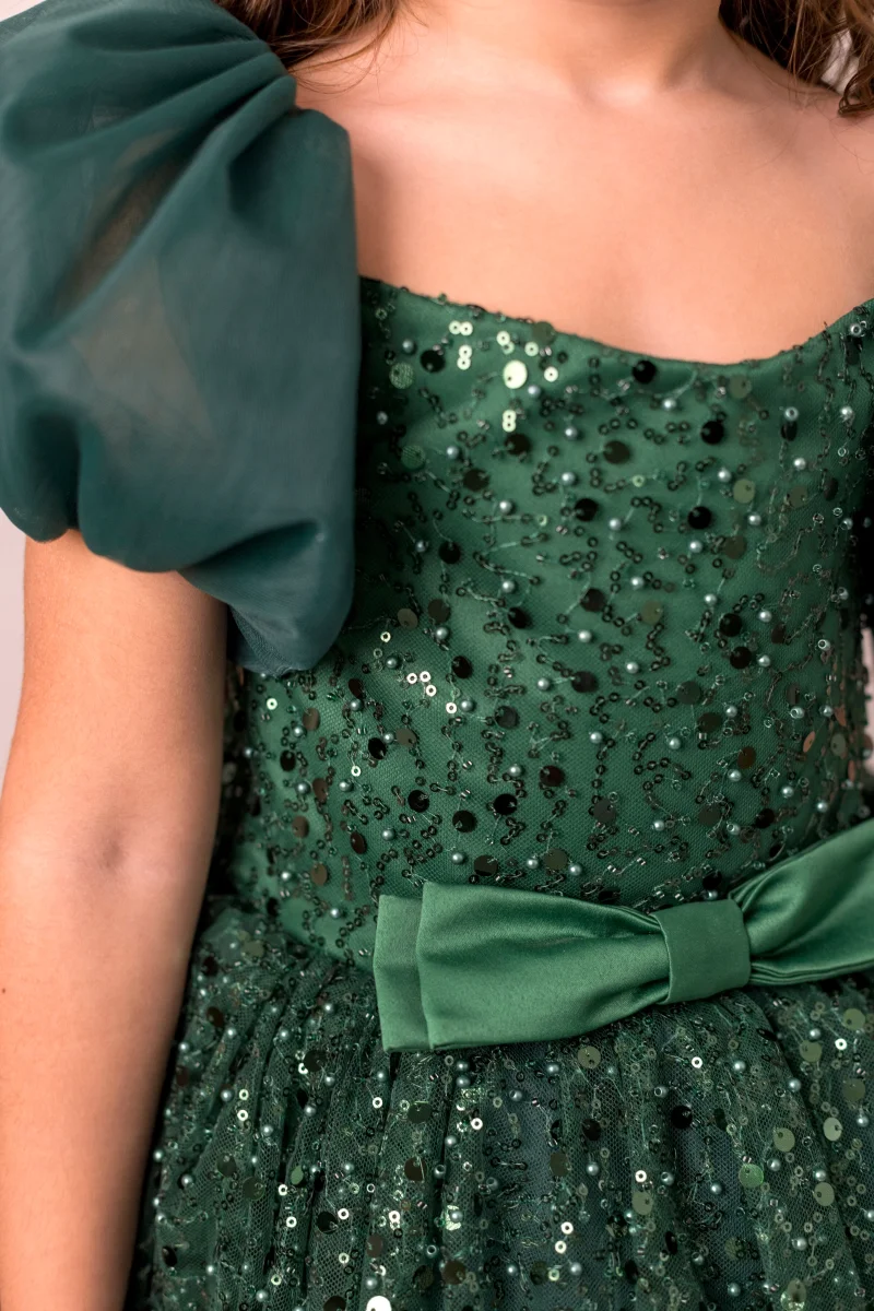Olivia - Robe de fête à manches en sequins et tulle pour fille – Image 3