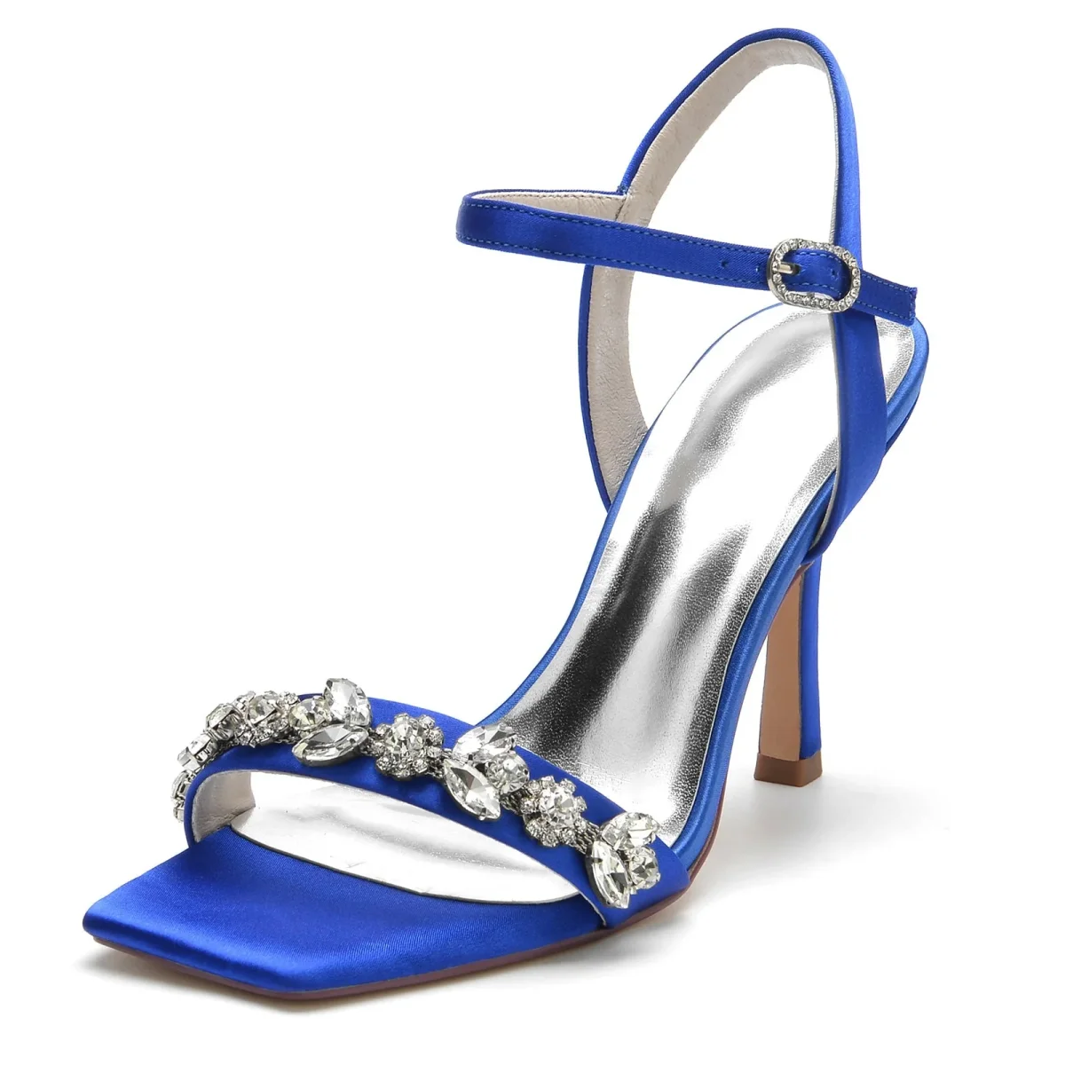 Chaussures de Soirée à Talon Aiguille et Bride à la Cheville En Satin de Soie pour Femmes avec Strass – Image 2