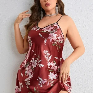 Nuisette Courte Grande Taille Imprimé à Fleurs